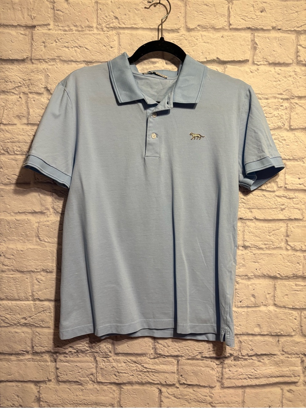Tiger of Sweden Light Blue Men’s Polo Shirt with Embroidered Tiger Medium